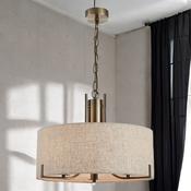 Peillon 3L Ant. Brass Pendant C/W Oatmeal Or White Shade image