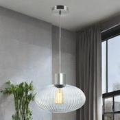 Satin Nickel W/ Ribbed Clear Glass Skytech Pendant image