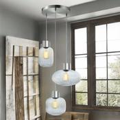 Satin Nickel W/ Ribbed Clear Glass Skytech Pendant image