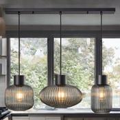 Black W/ Ribbed Smoked Glass Skytech Pendant