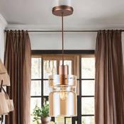 Copper Finish W/ Amber Glass Camden Pendant Fitting