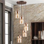 Copper Finish W/ Amber Glass Camden Pendant Fitting image