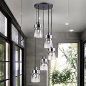 Matt Grey Finish W/ Smoke Glass Camden Pendant Fitting image