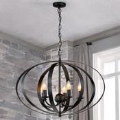 5L Salito Black Rustic Industrial Style Pendant In Black Metal Work.