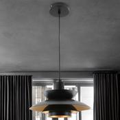 Large Black &amp; Gold Insert Retro Style Metal Pendant image