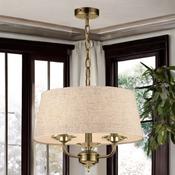 3L Antique Brass Stylo Pendant C/W Oatmeal Shade