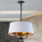 Matt Black Stylo Pendant C/W White Shade With Inner Gold Finish