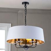 5L Matt Black Stylo Pendant C/W White Shade With Inner Gold Finish