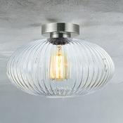 Satin Nickel W/ Ribbed Clear Glass Skytech Surface Fitting image