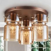 Copper Finish W/ Amber Glass Camden Surface Fitting