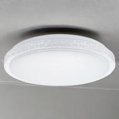 Ip44 Led White, Frosted Diffuser That Ensures Soft, Even Light Distribution. Around The Edge, There'S A Decorative Translucent Band With A Geometric Pattern, Adding A Modern Aesthetic To The Fixture.