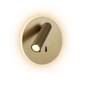 3W Led Wall Light In Satin Brass Round Metal C/W 6W Illuminated Ring image