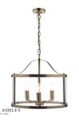 Laura Ashley Harrington 3lt Pendant Antique Brass Glass image