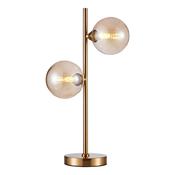 Matt Brass with Amber Globe Glass Shades TABLE LAMP image