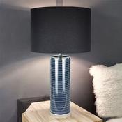 BLUE  OCEAN GLASS Lamp C/W OATMEAL SHADE