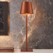 Rechargeable Copper Finish 5W Led Table Lamp - Dimmable, Touch-Controlled Light For Bedroom &amp; Dining Ambiance