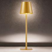 Rechargeable Brushed Gold Finish 5W Led Table Lamp - Dimmable, Touch-Controlled Light For Bedroom &amp; Dining Ambiance image