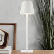 Rechargeable White Finish 5W Led Table Lamp - Dimmable, Touch-Controlled Light For Bedroom &amp; Dining Ambiance