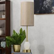 Satin Brass Metal/Alabaster C/W Oatmeal Linen Shade image