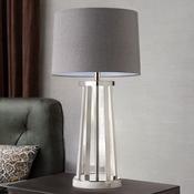 Polished Nickel Table Lamp W/ Grey Shade