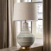 Modern Beige Ceramic Table Lamp C/W Oatmeal Shade image