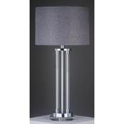 Matt Nickel &amp; Glass Column Table Lamp C/W Grey Shade image