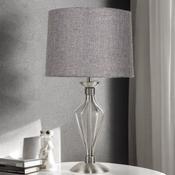 Satin Nickel Table Lamp C/W Grey Shade image