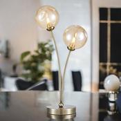 2L Blarney Ant. Brass Finish W/Amber Glass Table Lamp