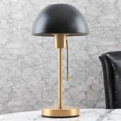 Bella Satin Brass Table Lamp C/W Black Dome Shade image