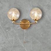 Satin Brass Finish W/ Amber Wave Glass Wall Light