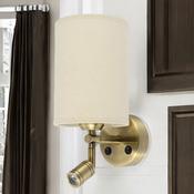 Antique Brass W/ Oatmeal Shade Ashley Wall Light