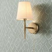 Antique Brass 1-Arm Wall Light With Linen Fabric Shades