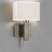 Antique Brass W/ Oatmeal Shade Décor Wall Light image