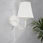 Cream W/ Off White Pleat Shade Wall Light
