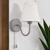 Grey W/ Off White Pleat Shade Wall Light