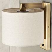 Antique Brass W/ Oatmeal Shade Décor Wall Light image