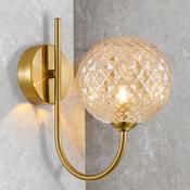 Fado 1L Satin Brass Wall Light C/W Amber Glass image