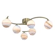 Atiya 6 Light Semi Flush Antique Brass With Planet Art Glass image