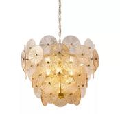 Cannes LED 6Lt Pendant, Latte Metal and Amber Glass image