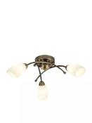 Lotus 3Lt Flush, Antique Brass Metal and Glass Diffuser image