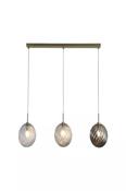 Whirl 3Lt Bar Pendant, Satin Brass Metal, Multi Coloured Gla image