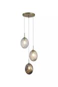Whirl 3Lt Multi Drop Pendant, Satin Brass Metal, Multi Glass image