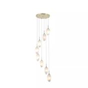 Royal 3Lt Multi Drop Pendant, Sand Metal, Amber Ribbed Glass image