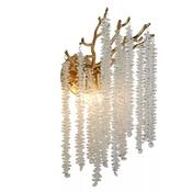 Danish Rechargeable Wall Light, Gold Metal with White Pleate image