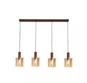 Lille LED 4Lt LED Pendant, Latte Metal and Amber Glass image