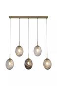 Whirl 5Lt Bar Pendant, Satin Brass Metal,Multi Coloured Glas image