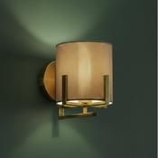 Magnalux Hadden 1 Light Satin Brass Wall Light (Taupe Shade, Gold Inner) image