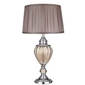 GREYSON TABLE LAMP AMBER GLASS URN/WITH BROWN PLEATED TAPERED SHADE image