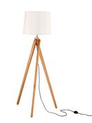 ALMA Natural Wood Sand White Shade Black Fabric Wire LED E27 1x12W Bulb Excluded D:45 H1:35H2: 165cm image