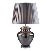ELINA TABLE LAMP LARGE GLASS URN, SMOKEY GLASS, CHROME, PEWTER PLEATED SHADE image